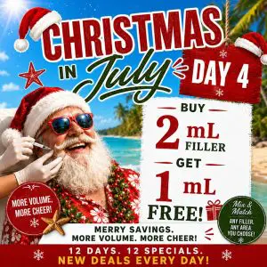 Day 4 is here: Buy 2 mL of filler and get 1 mL free. No code needed—tap to request your appointment.
