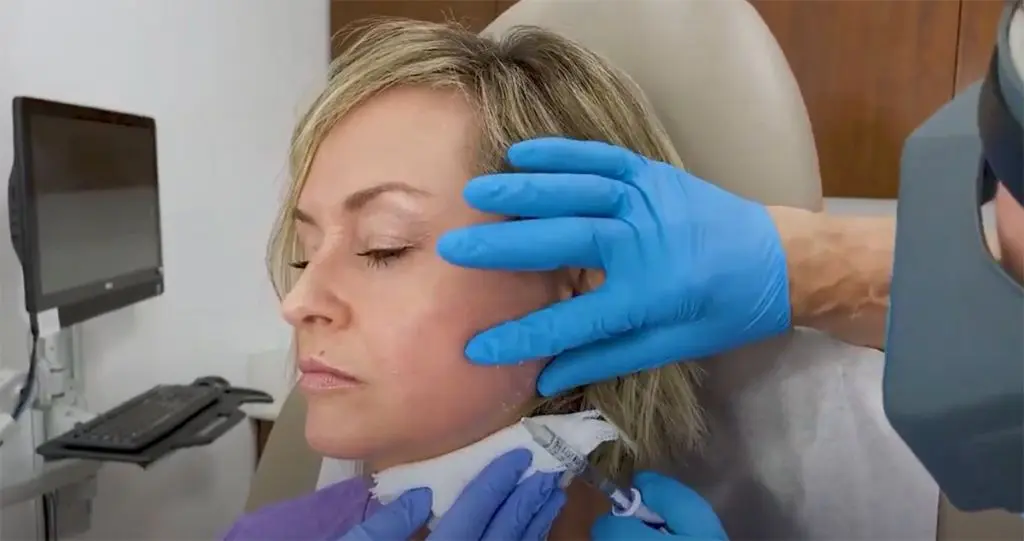 Our patient is in for a jaw enhancement using facial fillers because gravity does its number as you age and once firm jawlines and chiseled chins give way to jowl laxity.