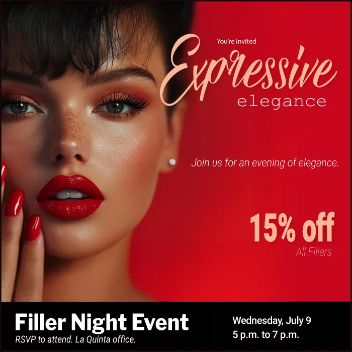 Join us for filler night on July 9, 2025. 15% off fillers.