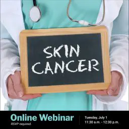 Skin Cancer Online Webinar Announcement with Date and Time