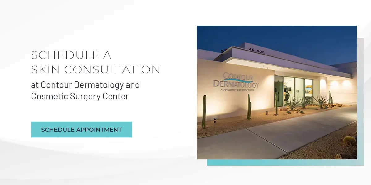 03-Schedule-a-Skin-Consultation | Contour Dermatology Hero promoting a skin consultation at Contour Dermatology; includes a teal 'Schedule Appointment' button and photo of the clinic exterior.