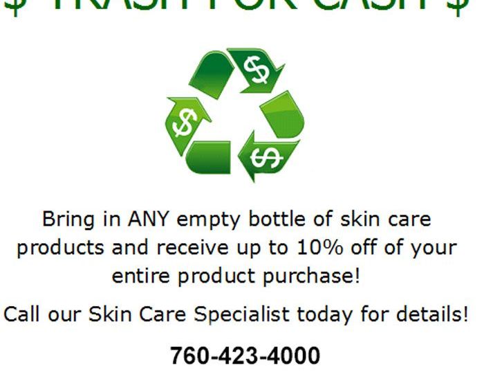 Bring in ANY empty bottle of skin care products (this includes Neutrogena, Olay, etc.) and receive up to 10% off your entire product purchase. Contour Dermatology