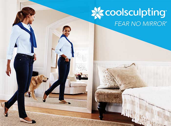 Contour Dermatology CoolSculptingWomaninDoorwayMirror