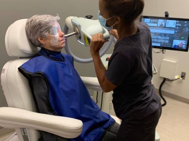 Superficial radiotherapy utilizes a low-energy therapy using X-ray radiation in the 50 to 100 kv range. This device can be utilized on most any part of the body, including the scalp, face, arms, legs, back, and more.